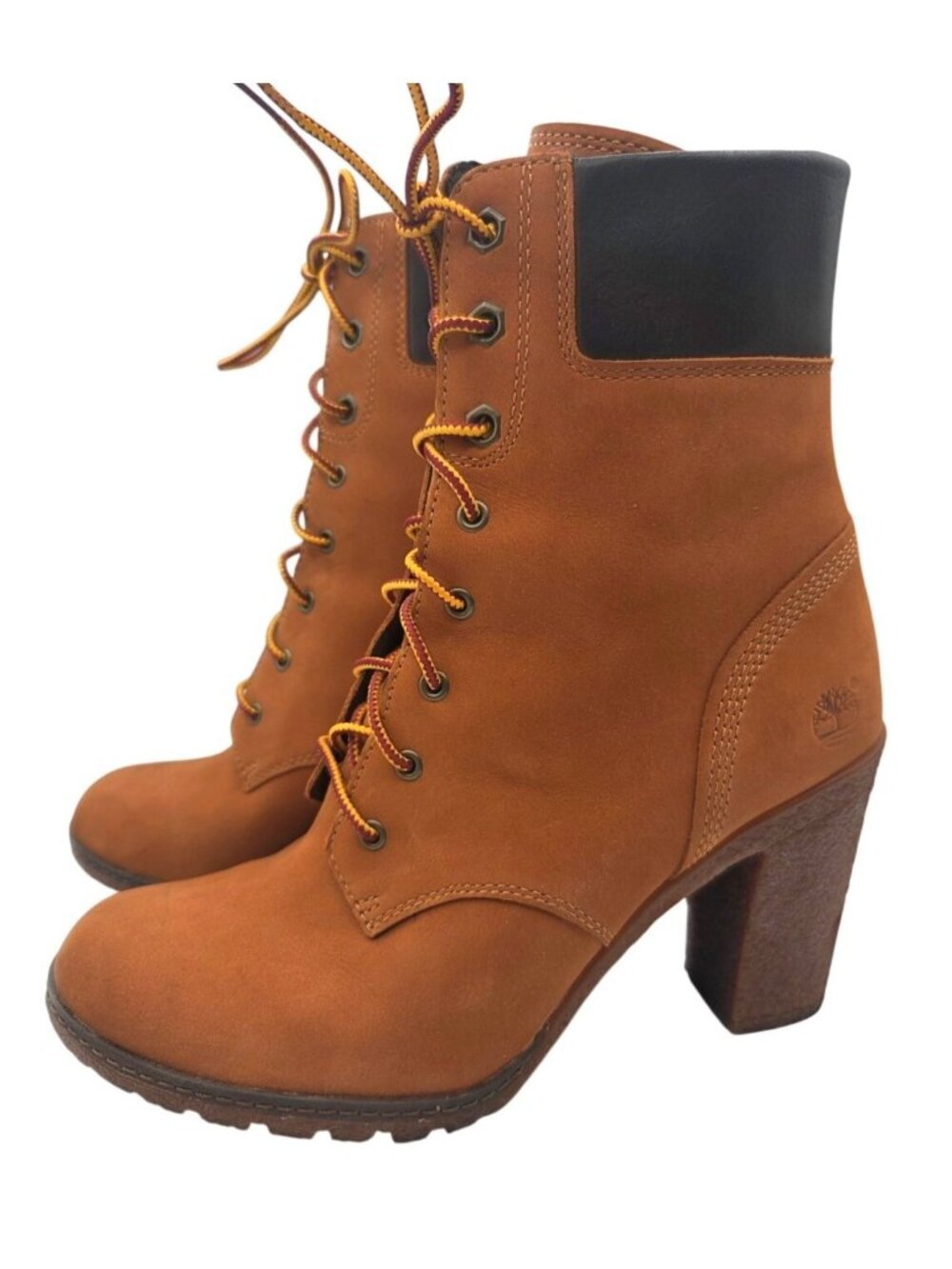 Timberland Womens Sz 7.5 Wheat Nubuck Lace Up Heeled Boots EU 38.5 8715A